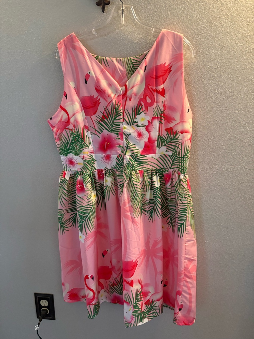 Sleeveless Pink Flamingo & Tropical Floral Midi Dress - Picture 4 of 6